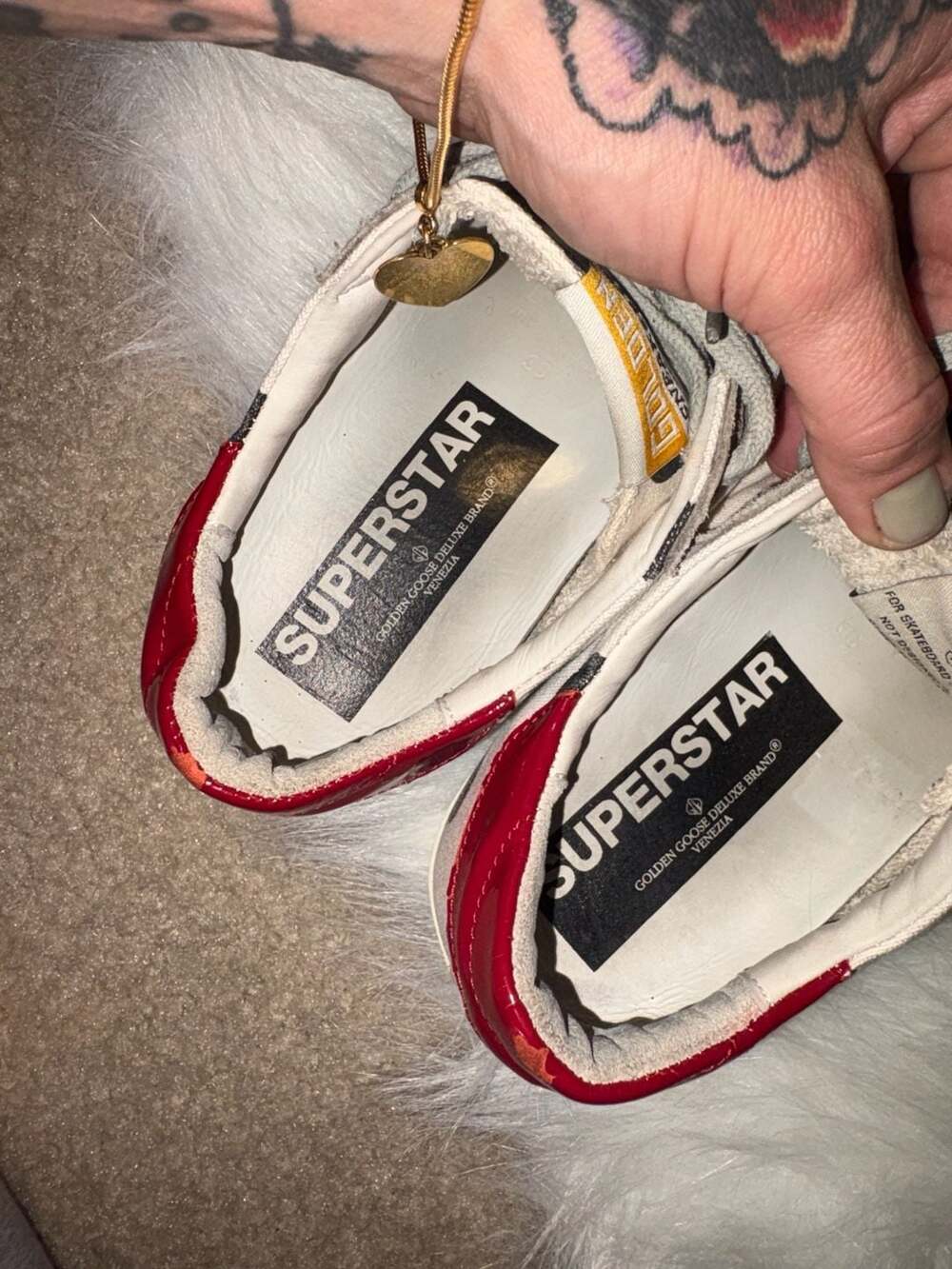 Golden Goose Super-Star Polka Dot Canvas Sneakers with Red Heel - Picture 6 of 7